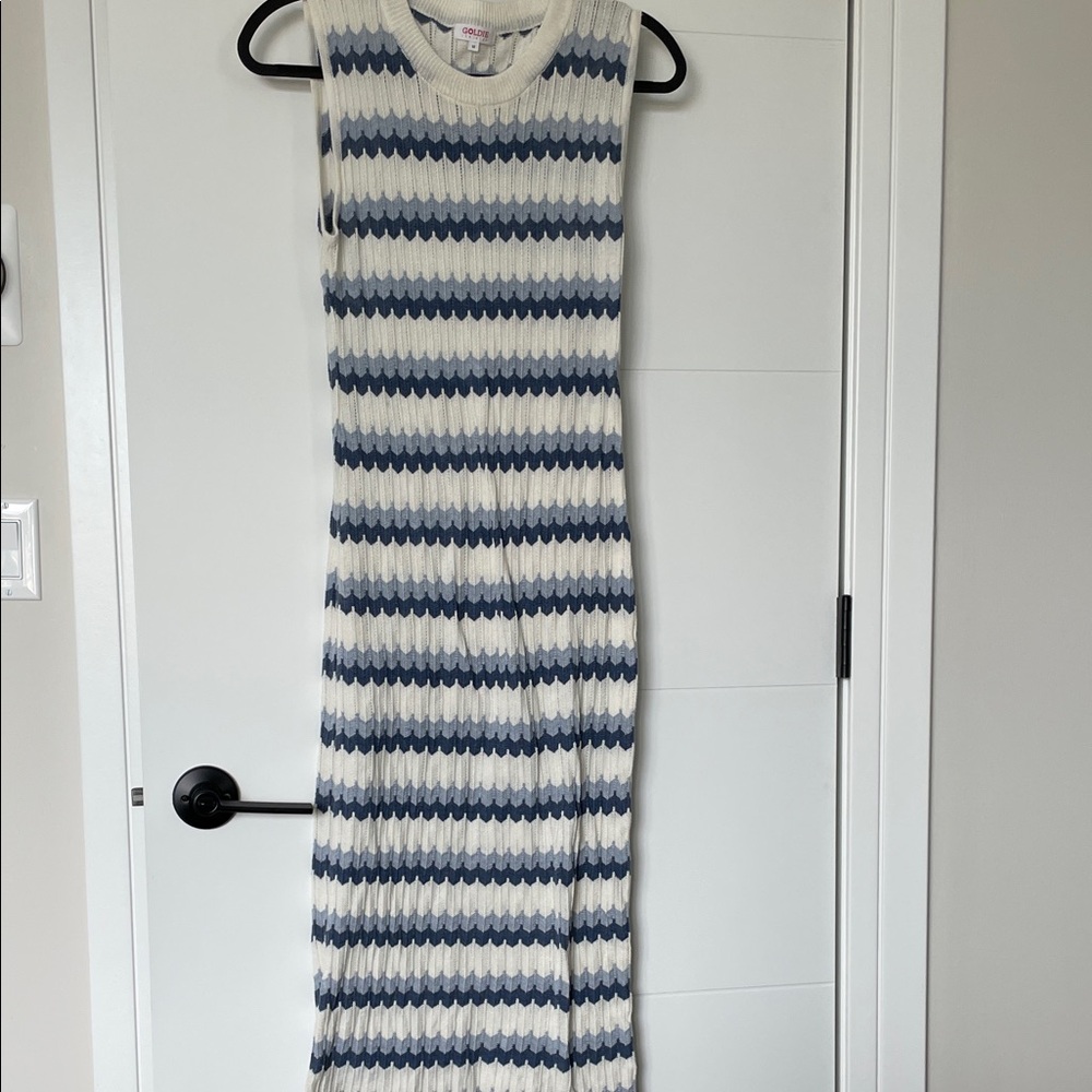Goldie Blue and Cream Maxi Dress